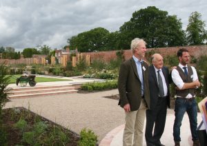 Alistair Baldwin (right) with Sir John Hall (centre) and Michael Marriot from David Austin Roses (left).